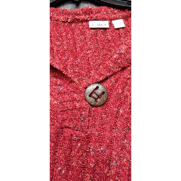 Cato Womens Small Sweater Hoodie Red Kamgaroo Pocket Long Sleeve Ribbed Pullover - Picture 3 of 11